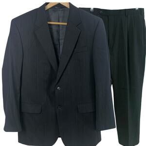 Jos A Bank Sz 44L/39L 2-Piece Wool Suit w/ Sport Blazer Jacket Black Career